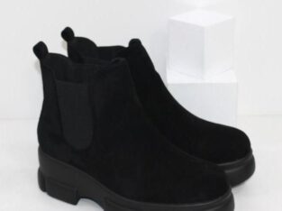 Замшевые черные ботинки по бокам широкие резинки Код: 112201 (RT39-2-пена)