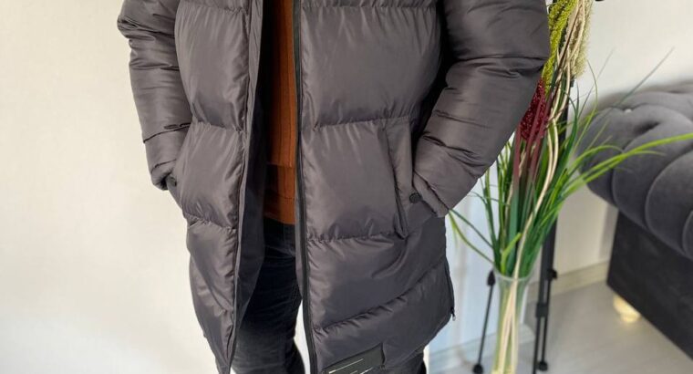 Зимняя мужская удлиненная куртка , черная и серая
