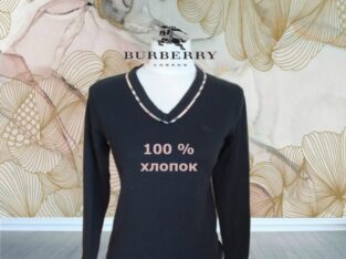 Burberry Красивая женская кофточка дл рукав хлопок черная с отделкой М