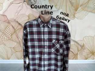 Country Line Теплая мужская рубашка дл рукав под байку в клетку хлопок 2XL