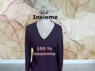 Insieme Кашемировый 100% Женский теплый свитер с V вырез фиолетовый/сливовый 40