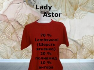 Lady Astor Шерстяной ягненка теплый свитер женский короткий рукав красный