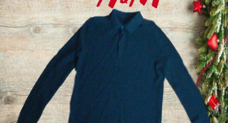 H&M хлопок + кашемир Элегантный красивый свитер мужской т синий пуговицы