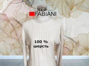 Fabiani Шерстяной теплый женский свитер молочный в косы
