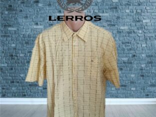 Lerros летняя стильная мужская рубашка в клетку желтая XL