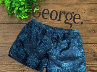 George батал Красивые мужские шорты с плавками т.синие пальмовые листья 3XL
