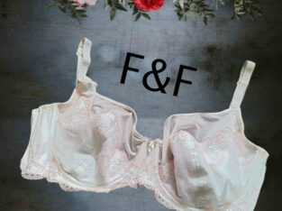 F&F 90G Красивый бюстгальтер мягкий косточка вышивка бело/молочный/ розовый