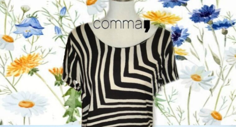 comma 100 % вискоза стильная в полоску блузка в полосатый принт германия 48