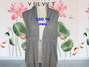 Mint Velvet Льняной Стильный люкс бренд женский кардиган/жилет с кармашками серый меланж