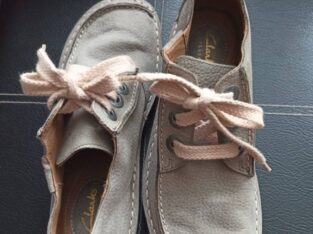 Clarks artisan Удобные туфли женские на шнурке кожа серые EU 35,5